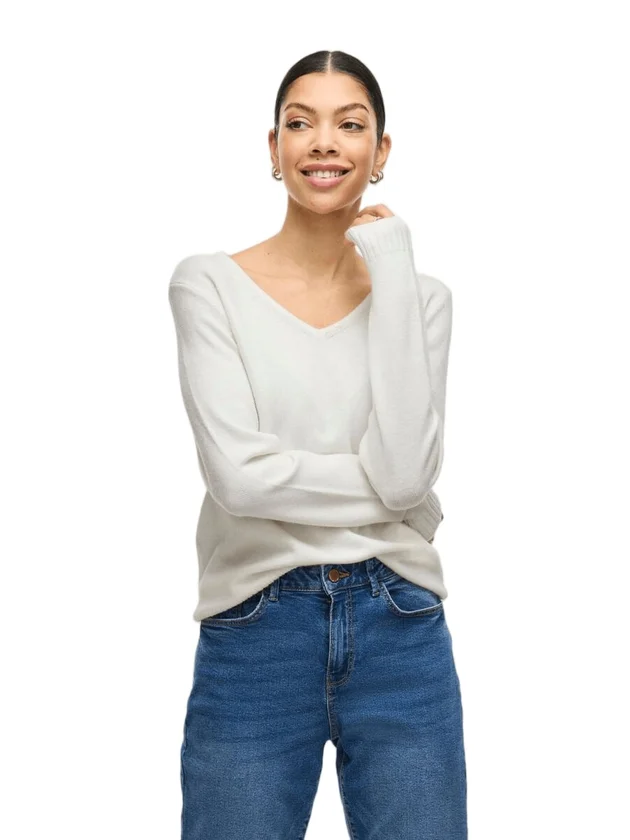 Viril V Neck L S Knit Top Noos