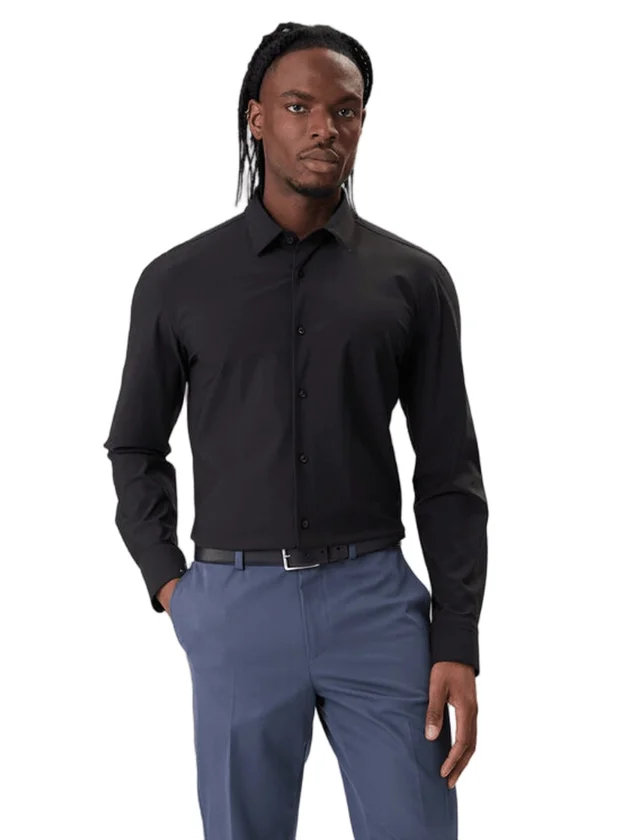 P-Hank Slim Fit Chemise Col Kent Poignets Boutonnés