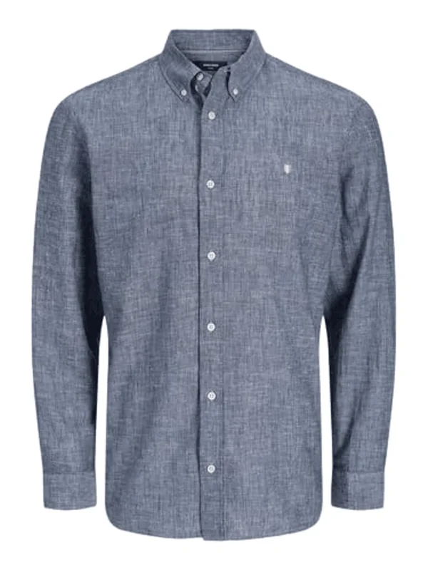 Linen Bl Shield LS Shirt Ln