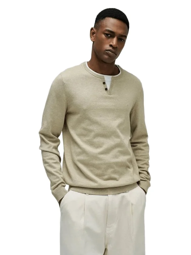 Knit Henley Collar Jersey Details
