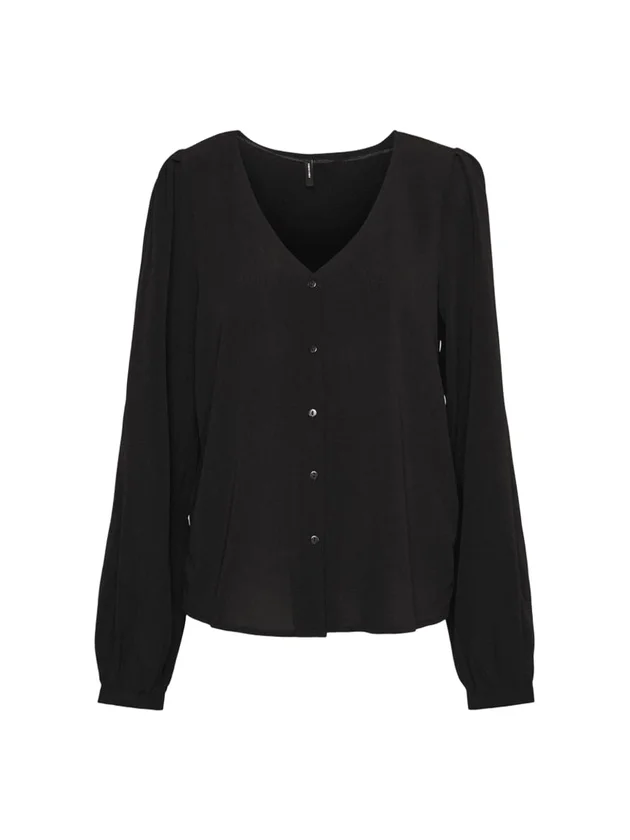 Ls V Neck Pleat Shirt Wvn Ga
