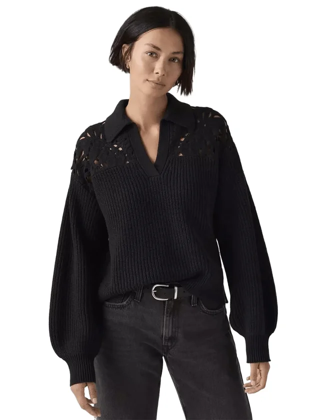 Bianca Crochet Polo Sweater