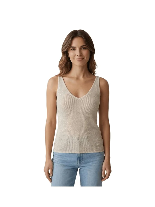 V Neck Strap Top With Sparkle Detail