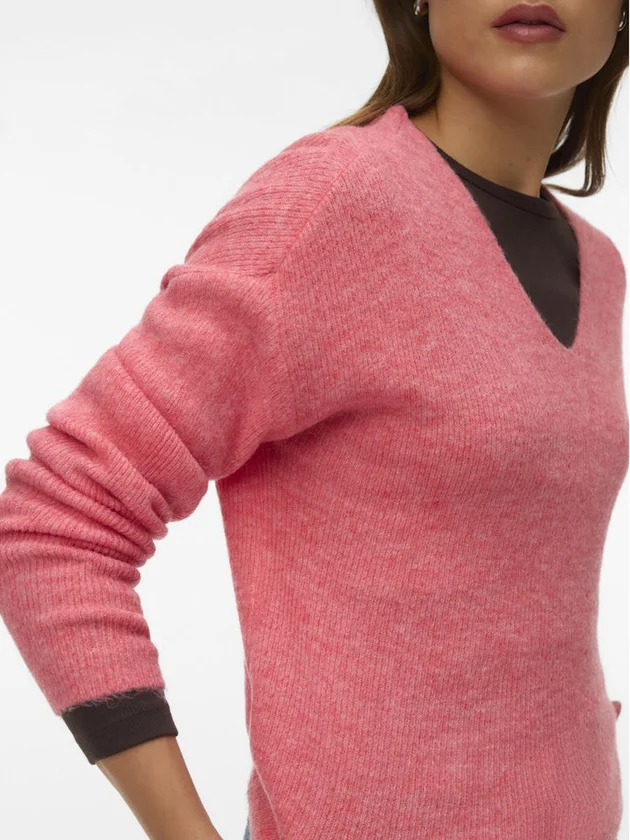 Vmcrewlefile Ls V Neck Blouse Noos