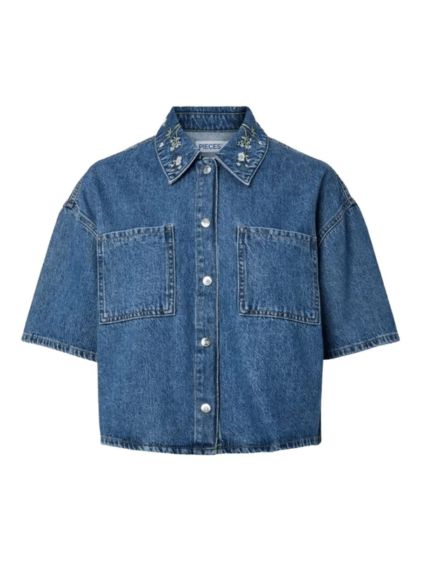 Pcsky Embroidery 3 4 Denim Shirt