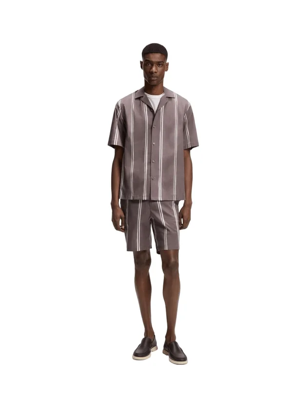 Chemise Col Camp Popeline Rayée