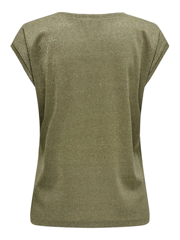 Silvery S S V Neck Lurex Top