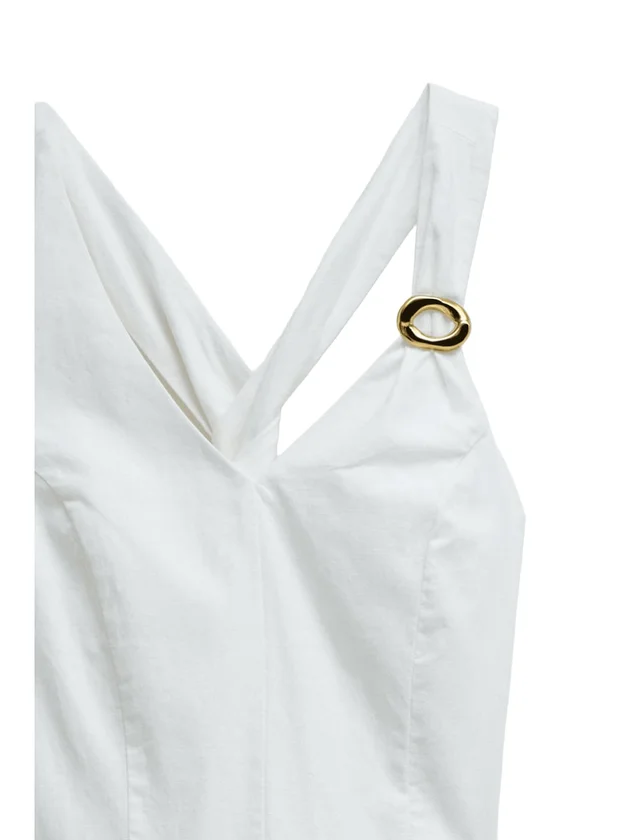 Plain A-Line Dress With Metal Applique
