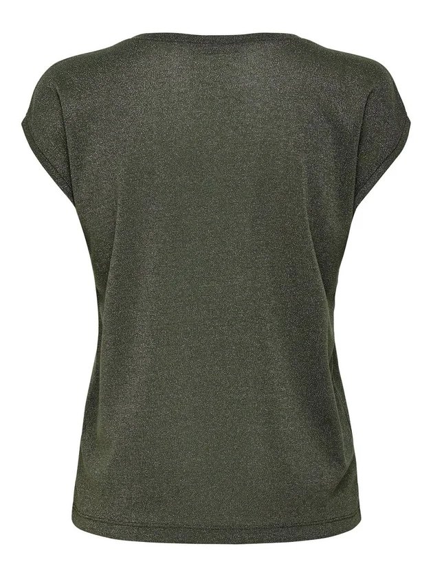 Silvery S S V Neck Lurex Top