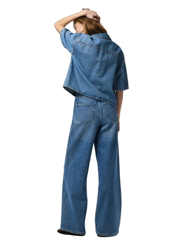 Pcsky Embroidery 3 4 Denim Shirt