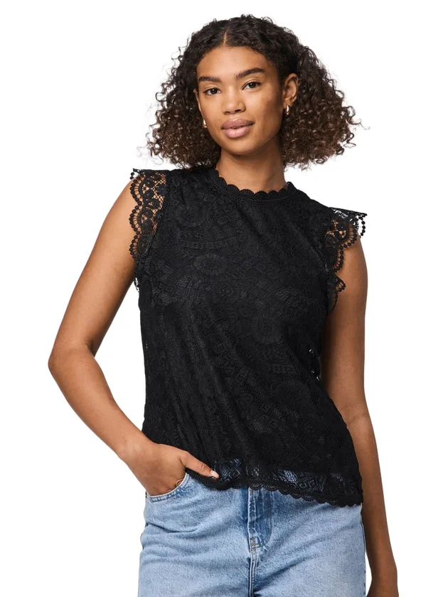 Colline Sl Lace Top Wvn Noos