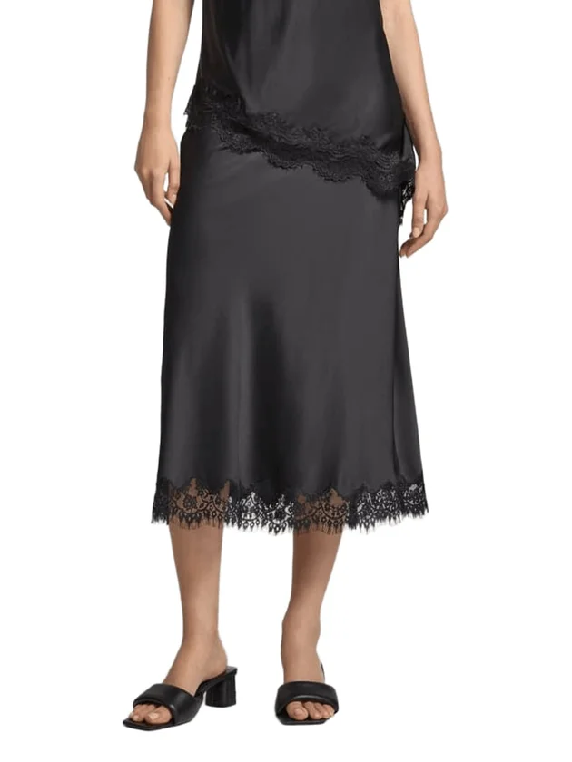 Pcjessa Hw Midi Skirt W Lace Wvn Bc