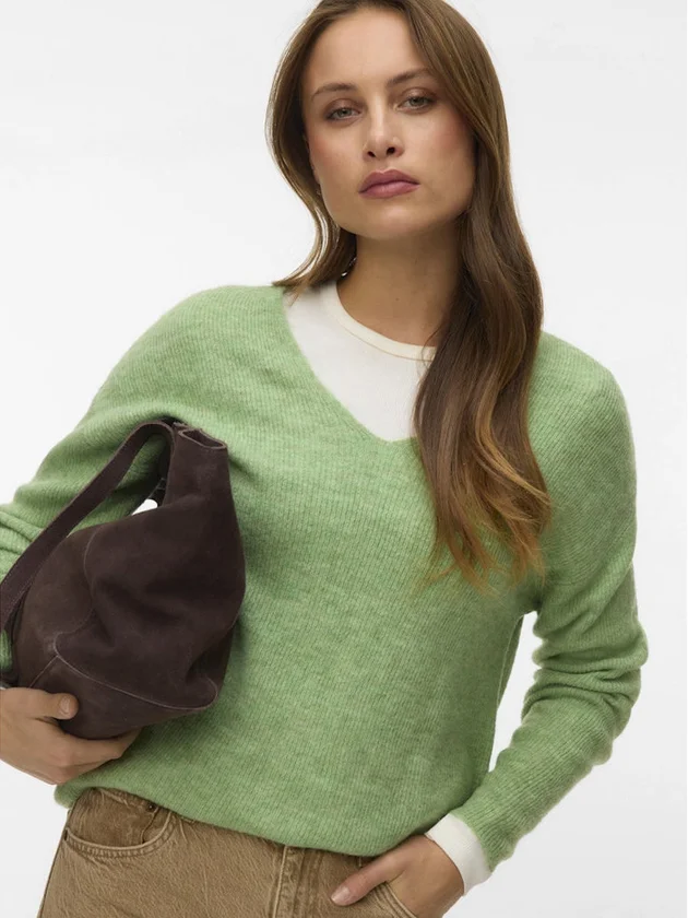 Vmcrewlefile Ls V Neck Blouse Noos