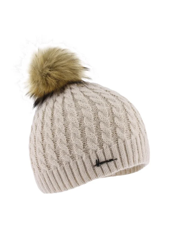 Bonnet Torsade Pompon Fausse Fourrure