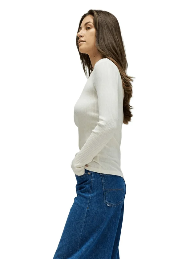 Rib Long Sleeve With Shinny Buttons
