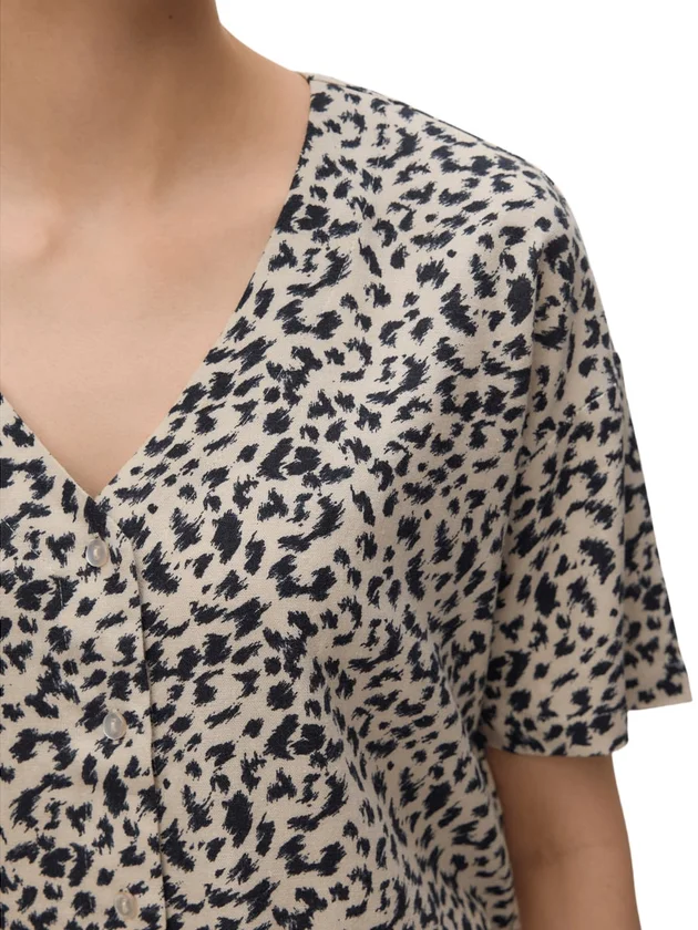 Mymo Lin 2/4 V Neck Shirt Wvn Noos