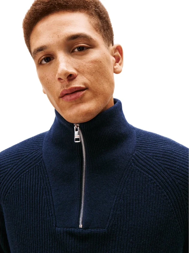 Fisherman Rib Zip Mock