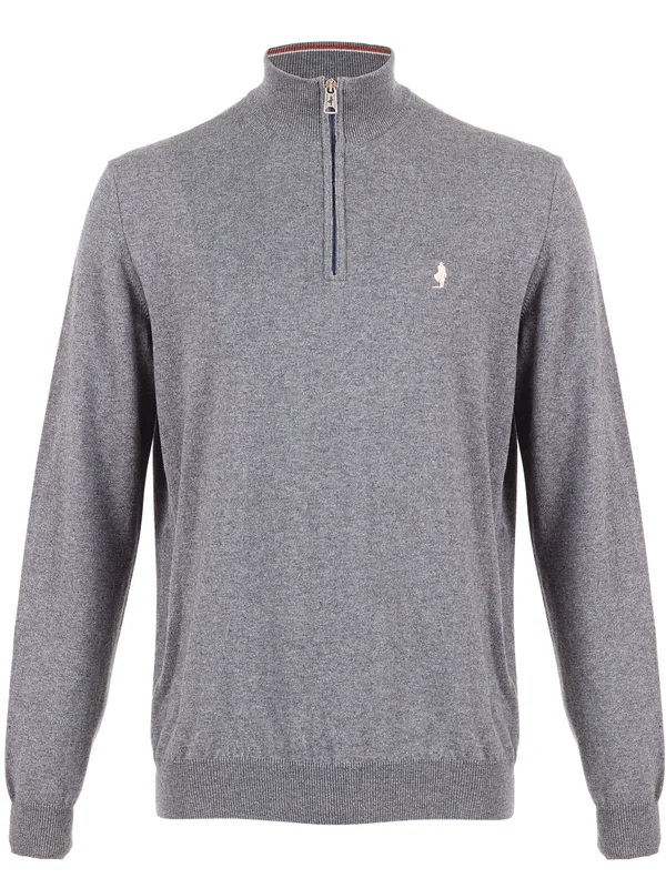 Pull Col Demi-Zip Coton Et Laine