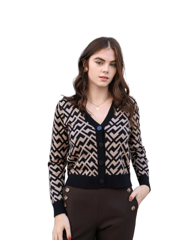 Vmaria Art Ls V Neck Cardigan Rep