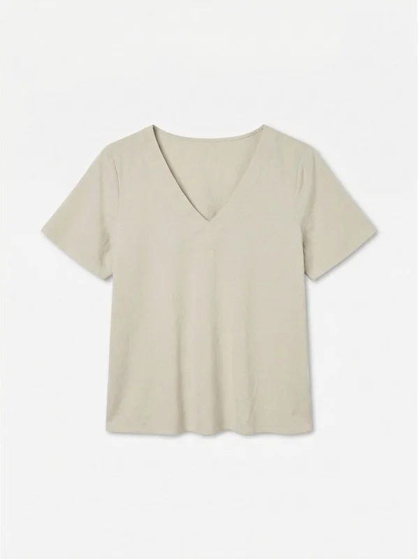 Mymilo S S V Neck Top Wvn Ga