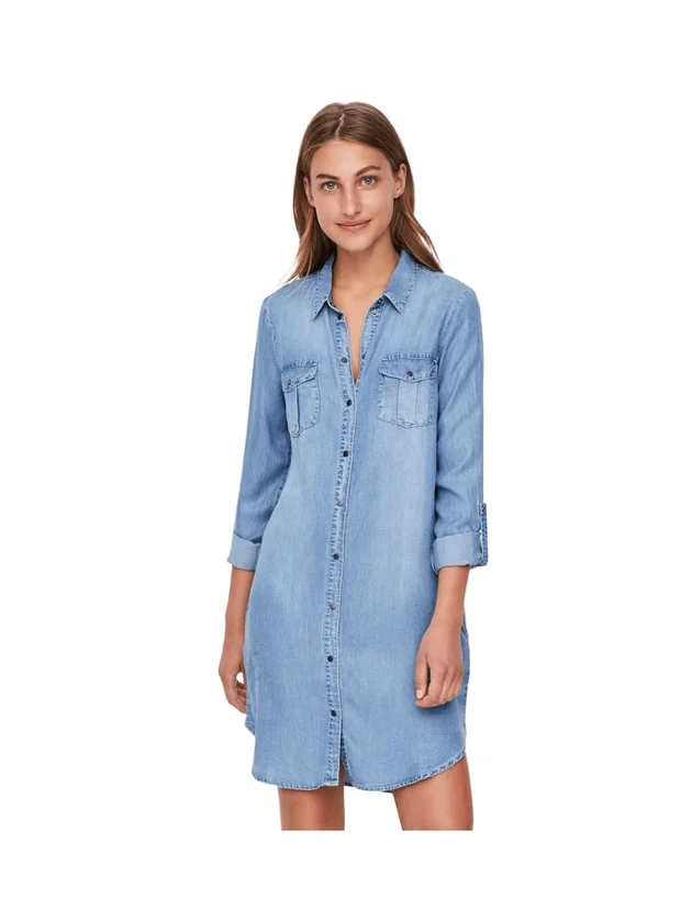 Sigga Ls Short Dress Lt Bl Ga Noo