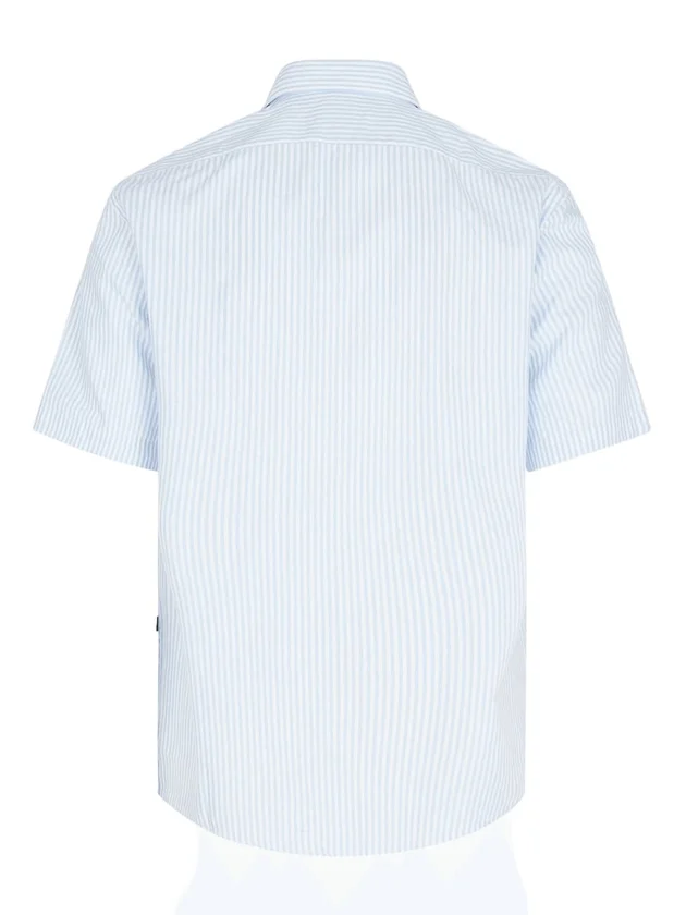 Chemise Bowling Regular Fit Rayée Bleu Blanc