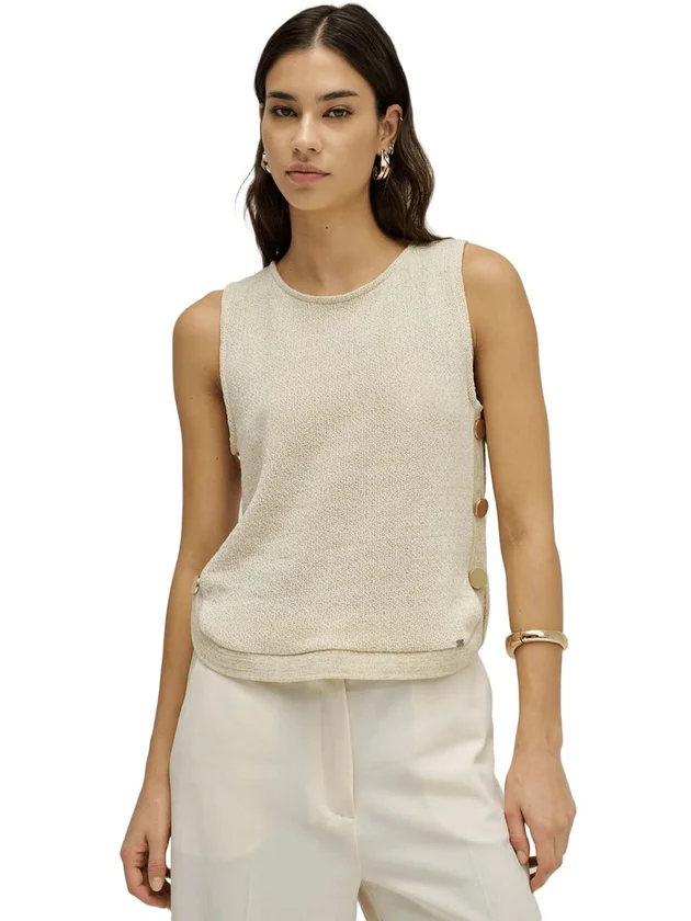 Lurex Knit Top With Buttons