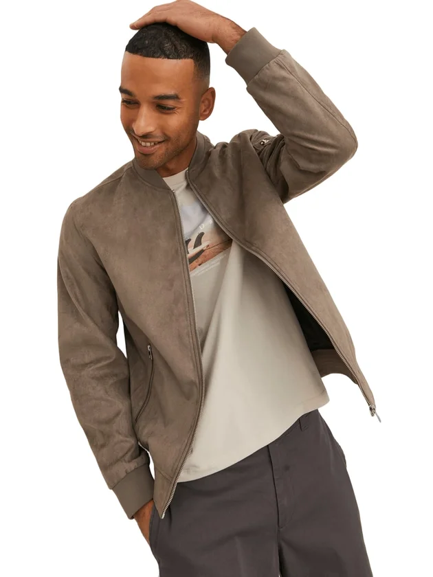 Faux Suede Bomber