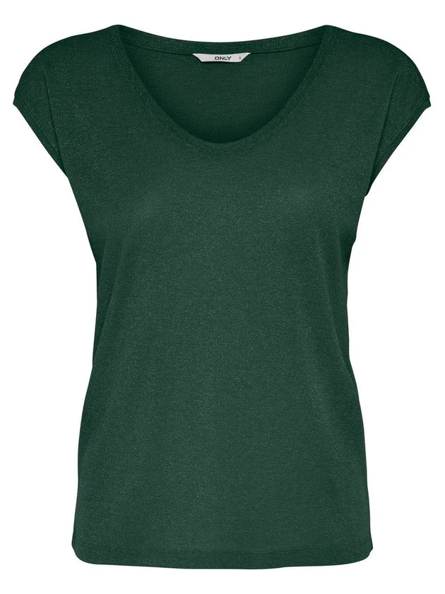 Silvery S S V Neck Lurex Top