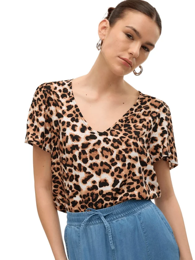 Easy Joy V Neck Ss Blouse Wvn Ga
