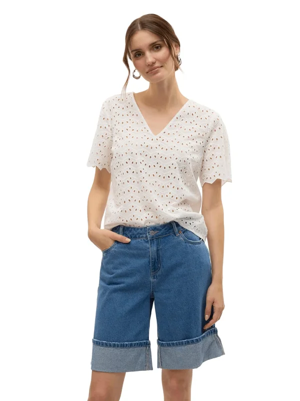 Vmbala S S V Neck Top Wvn Btq