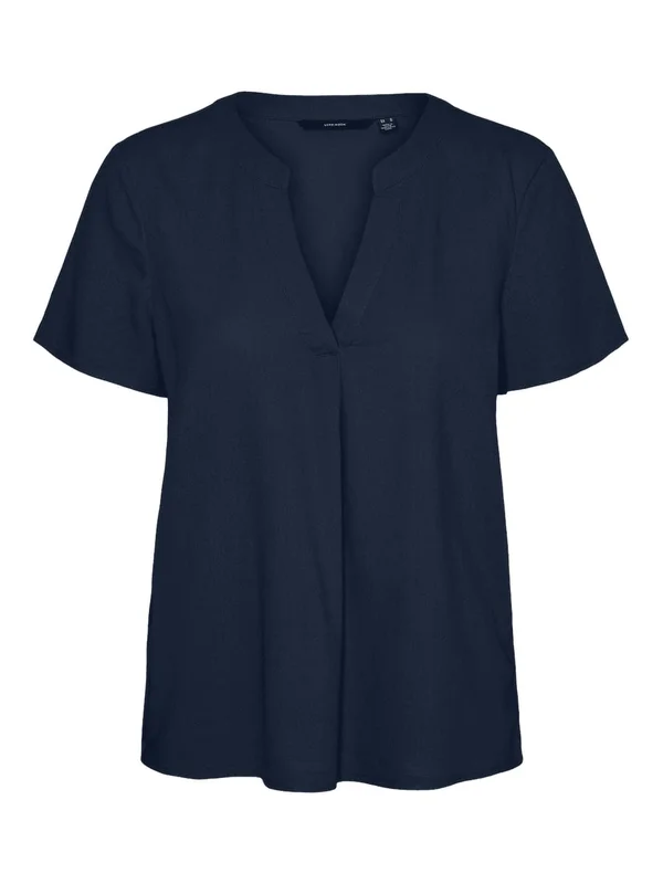 Mymilo S S V Neck Top Wvn Ga