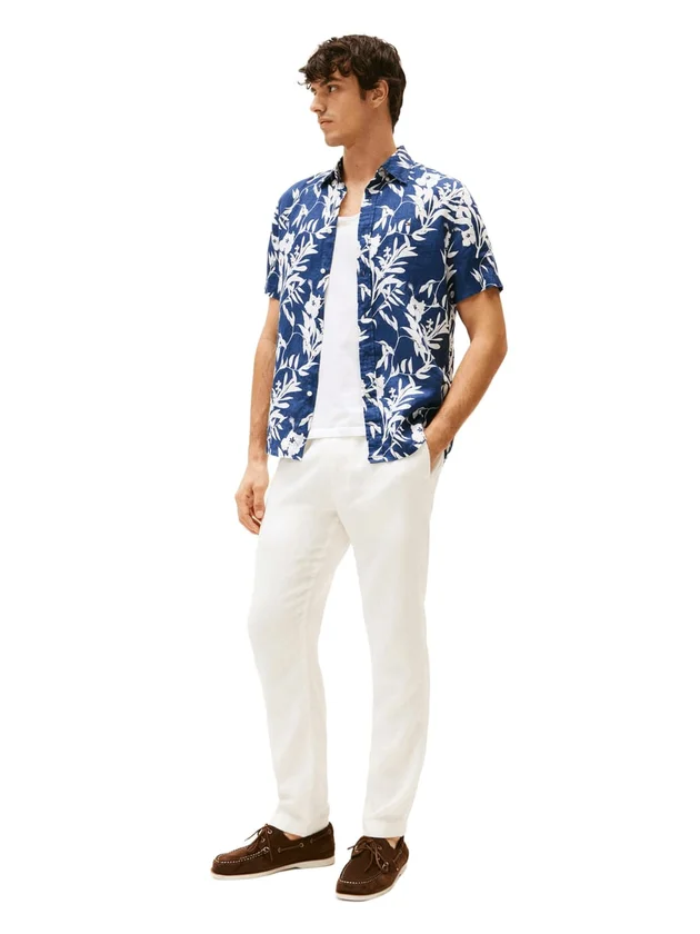 Linen Tropical Prt Ss Rf Shirt