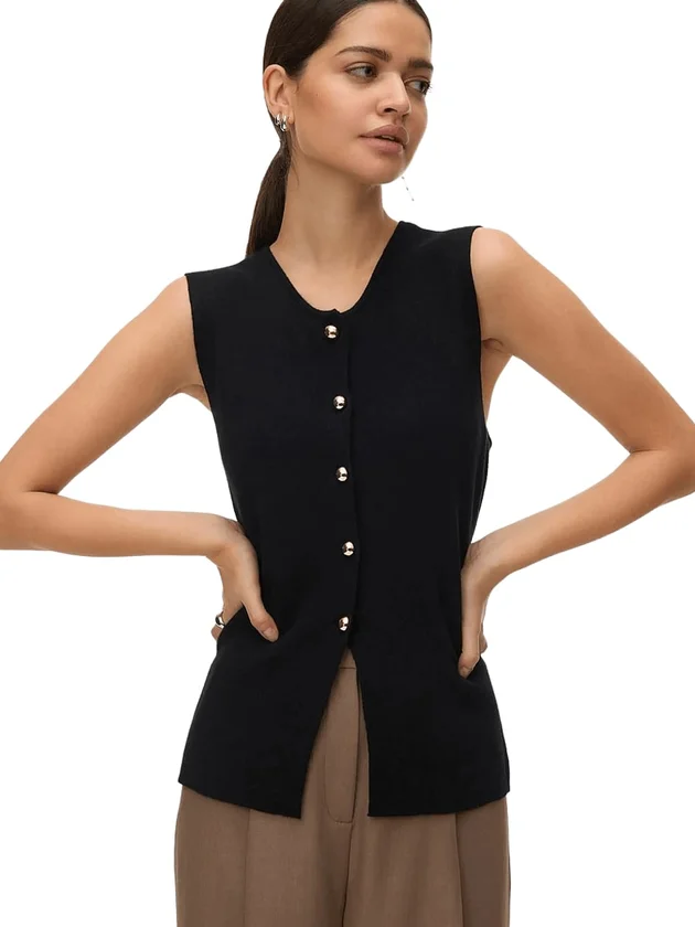 Saba Sl O Neck Button Vest