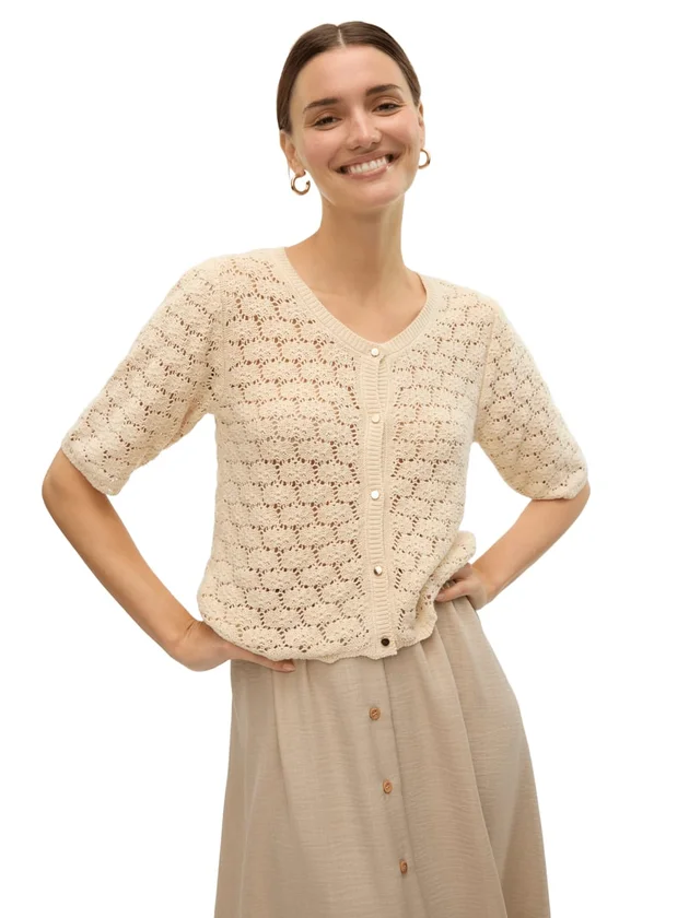 Vmkora 2/4 O Neck Button Cardigan E