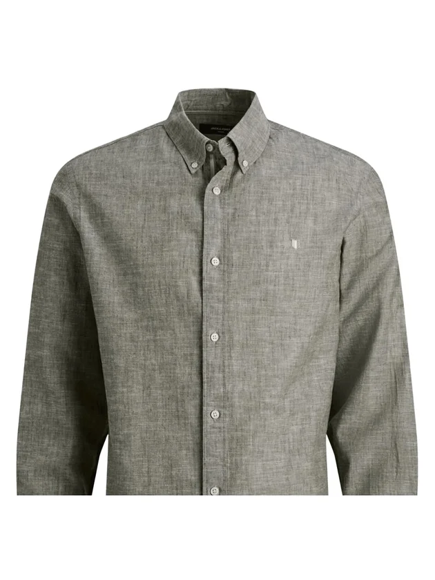 Linen Bl Shield LS Shirt Ln