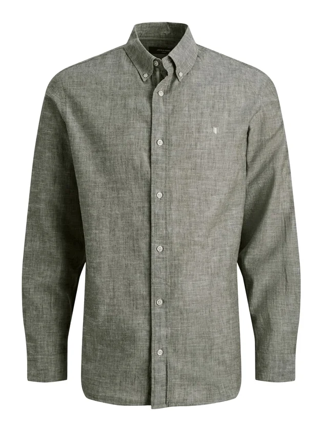 Linen Bl Shield LS Shirt Ln