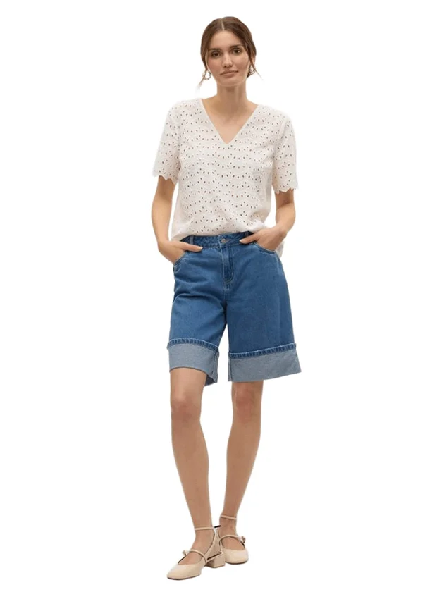Vmbala S S V Neck Top Wvn Btq