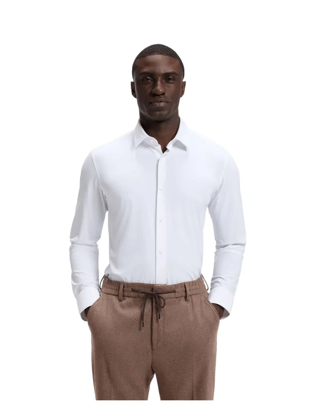 P-Hank Slim Fit Chemise Col Kent Poignets Boutonnés