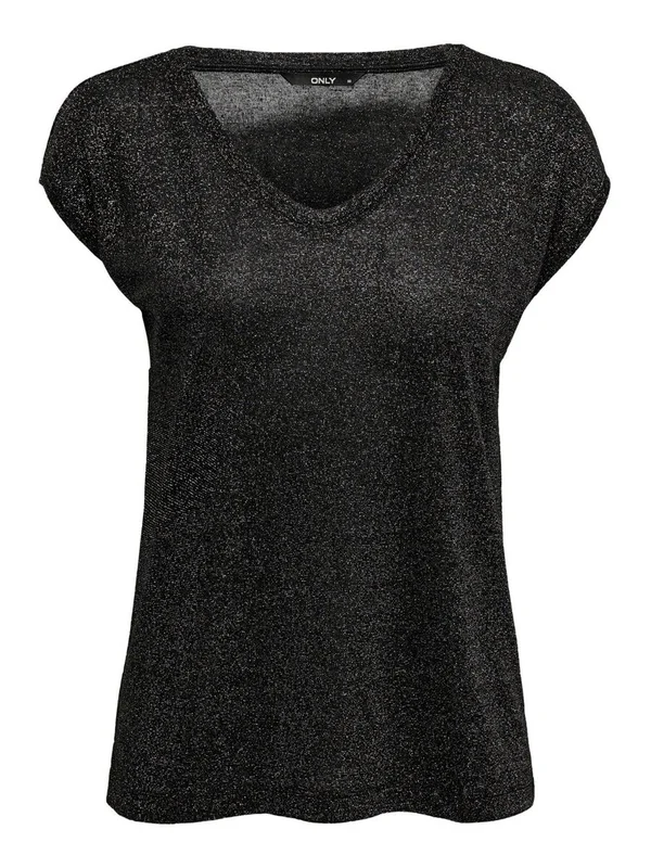 Silvery S S V Neck Lurex Top