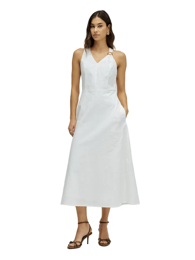 Plain A-Line Dress With Metal Applique