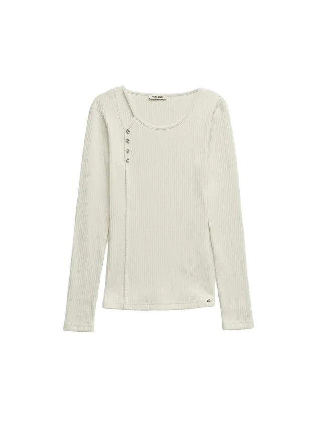 Rib Long Sleeve With Shinny Buttons