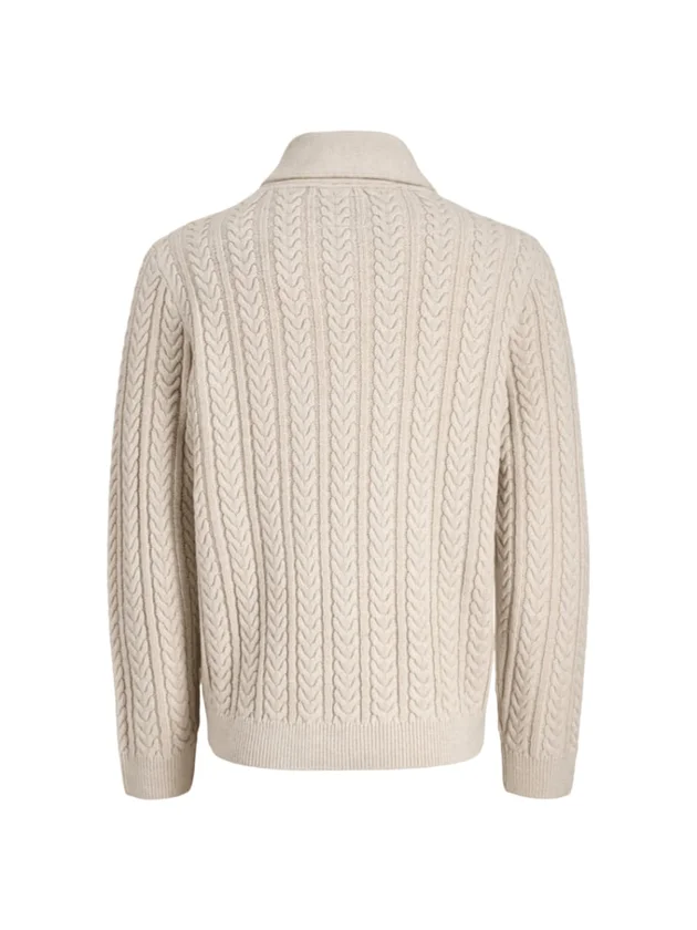 Knit Cable Shawl Neck