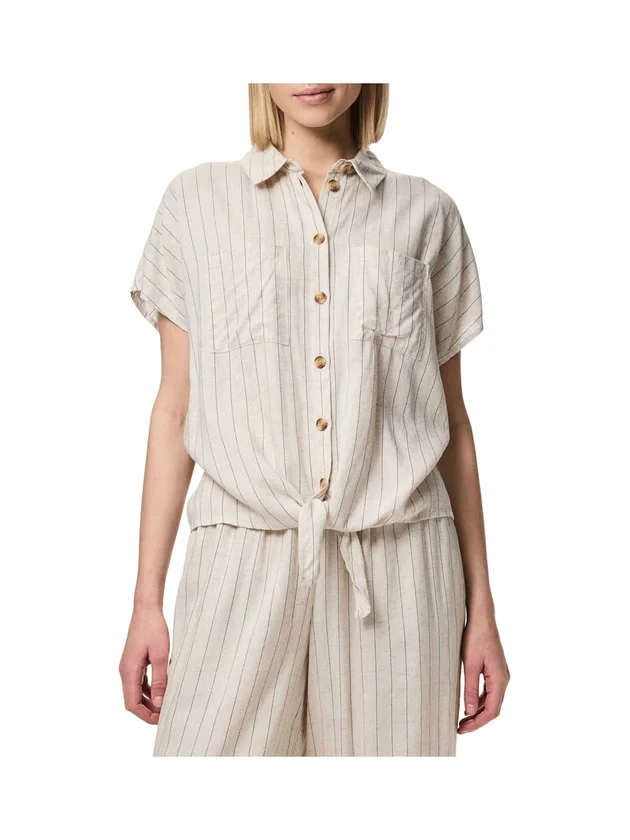 Linen Blend Tie Shirt Wvn Noos