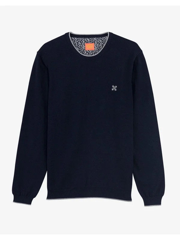 Pull Col Roulotté Jacquard
