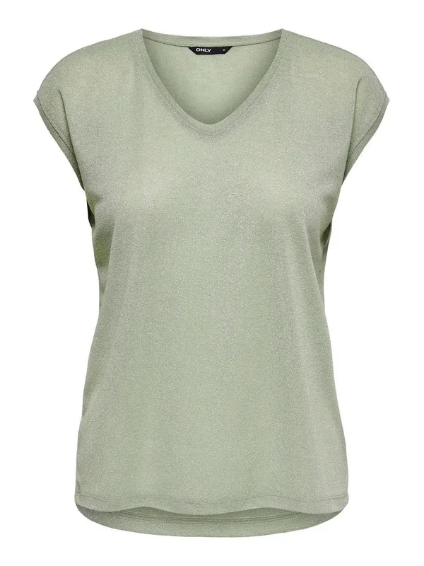Silvery S S V Neck Lurex Top