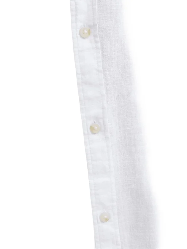 Summer Linen Blend Band Shirt L S Sn