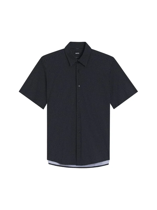 Chemise Regular Fit Manches Courtes Jersey Stretch Performance Col Kent Motif Imprimé