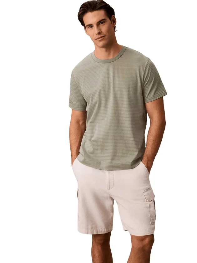 Textured Stripe Crewnk Tee