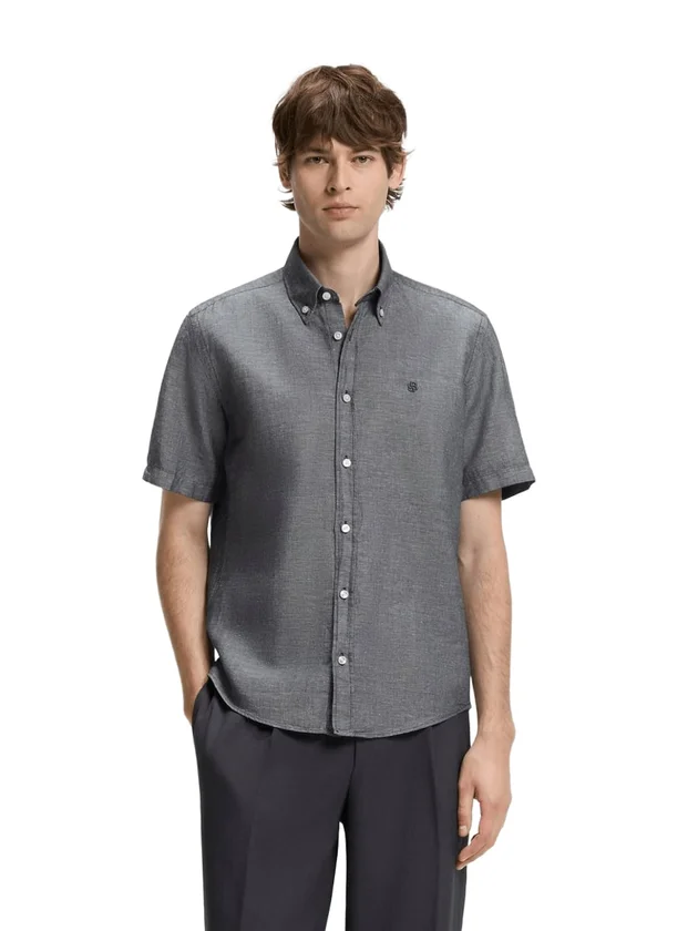 Chemise Bowling Regular Fit Rayée Bleu Blanc